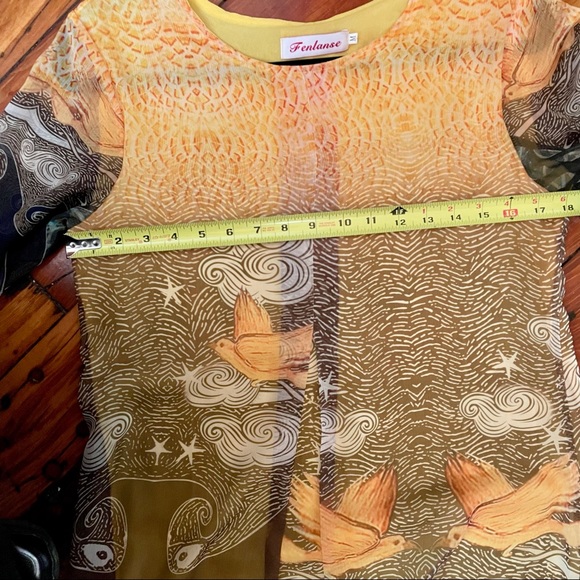 Silk print dress high-low, sheer & lined  $40 - Picture 8 of 15